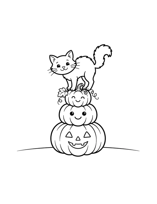 Pumpkin Cat coloring page — free printable