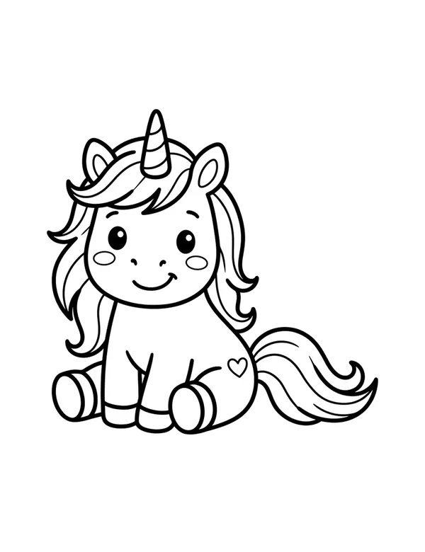 Baby Unicorn coloring page — free printable