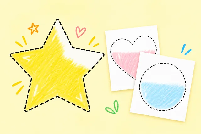Shape tracing — a colored-in example and the printable sheets